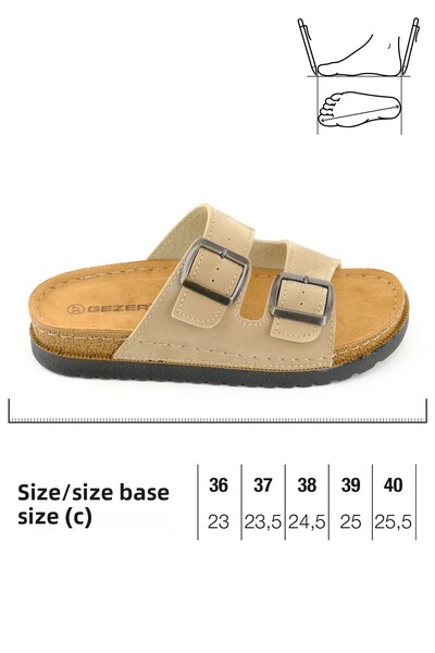 GEZER Women's Summer Faux Leather Two Buckle Adjustable Comfort Sole Daily Slippers