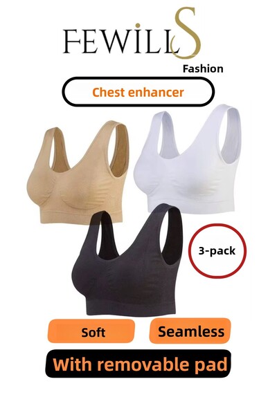 FEWİLLS MODA 3dílná sada vycpaných podprsenek – sbírá a zpevňuje, (černo-bílá-barva kůže)