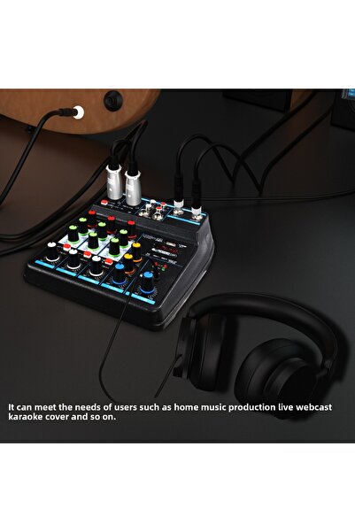 Choice 4 Channel Mixer DJ Mixing Console with Bluetooth 48V Phantom Power Monitor Karaoke System USB Mix...