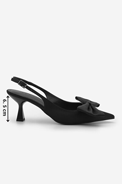 Marjin Černé jehlové boty - zadní otevřená, boty na podpatku s detailním mašlí