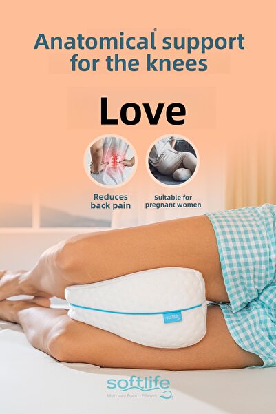 Softlife AMOR Visco Heart Model Pernă pentru genunchi Pernă ortopedică între picioare Pernă Visco 25x25x15cm