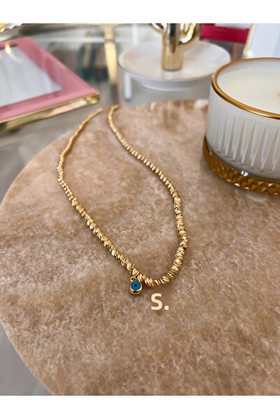 Trendy Butik Dorika Necklace with Letter S and Evil Eye Detail