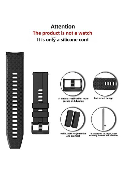 CONOCER Huawei Watch Gt5 Gt4 Gt3 Gt2 Gt2E - Gt5 Pro Gt3 Pro Gt2 Pro (46mm) Silicone Pattern Lanyard Strap