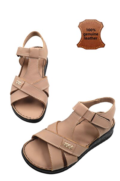 nazenintasarımlar Interior Exterior Genuine Leather Full Orthopedic Soft Comfortable Daily Sandals
