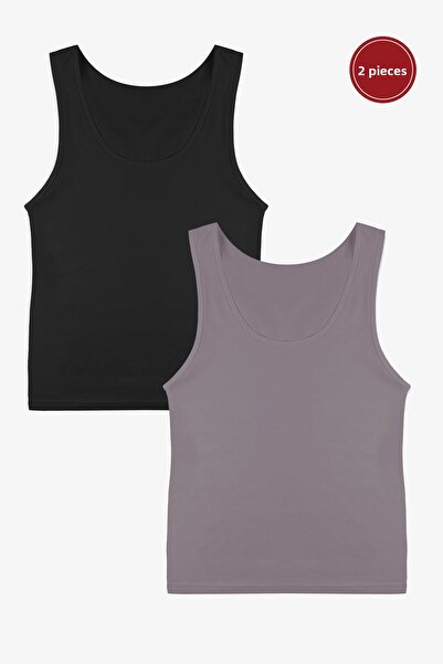 koza iç giyim Women's Thick Strap Cotton Double Tank Top