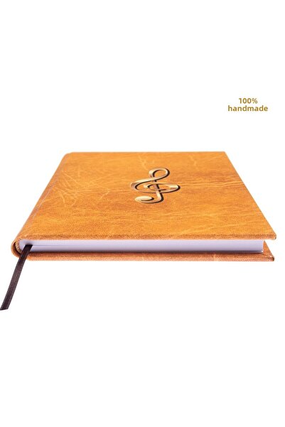 BİDEFTER Music Note Book (Left Hand Key) 100% Handmade, Hand Sewing, 2026 Special Collection – Artistic Leather –A/5