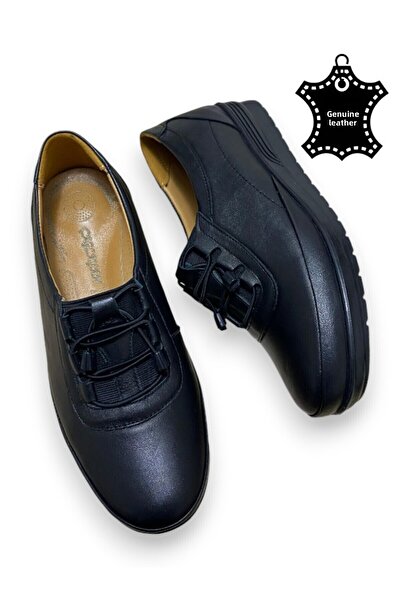 MAGIC SHOES Dámské neformální boty z černé pravé kůže s plnou ortopedickou vložkou