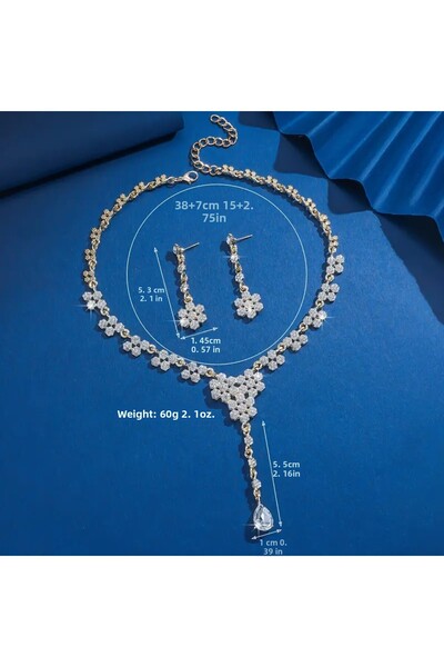 byozanyılmaz Gold Color Complw Stone Design Necklace Earring Set