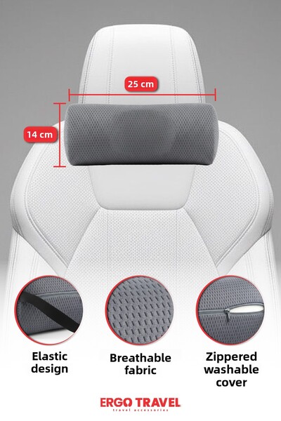 Viscofoam Carfort Small Visco Vehicle Neck Pillow – Orthopedic Auto Seat Neck Support Gray - Ergo Travel