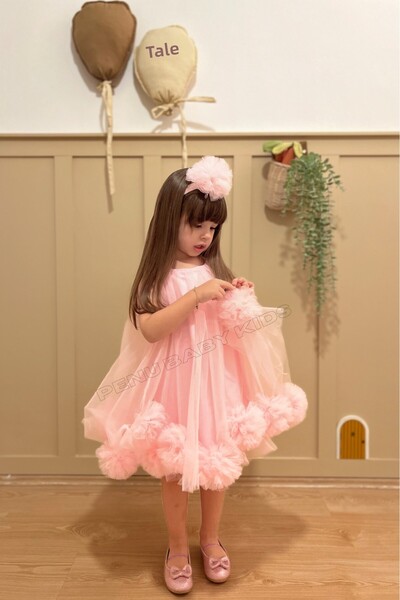 penu baby kids فستان وردي بدون أكمام للفتيات الصغيرات والبنات مع كشكش على شكل...