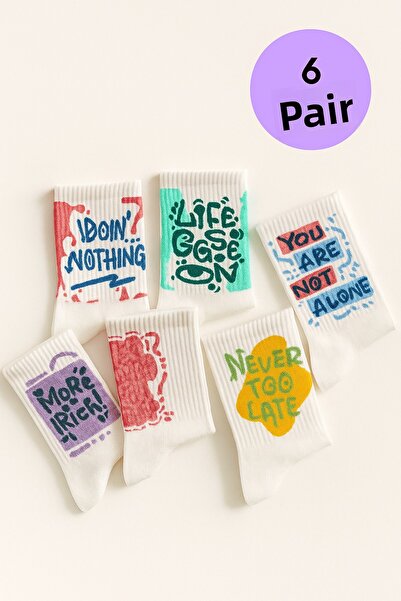 Esinti Мъжки чорапи Боти Чорапи Дамски хавлиени шарени чорапи 6 бр