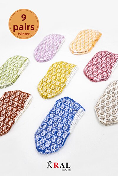 Miss Lana Női téli hímzett mintás zoknikészlet akril gyapjú kötött zokni (6 pár) vegyes színben