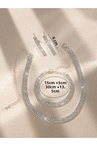 muptejewelry الزركون 3 صف فستان السهرة مجموعة فستان الزفاف