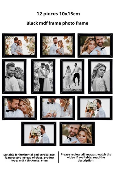 Bytwo 12 BUC 10X15 CADRU NEGRU MDF - CADRU FOTO MULTIPLE