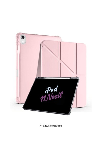 Fuchsia 11. Generation A16 2025 Compatible 11 Inch Tri Folding Tablet Case with Pen Compartment and Stand