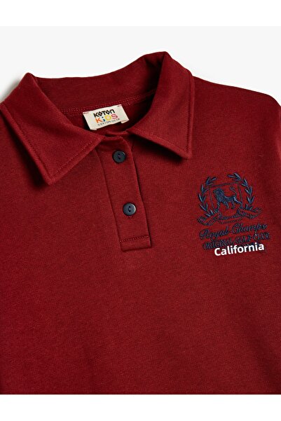 Koton Oversize polo mikina s dlouhým rukávem - vyšívaný detail