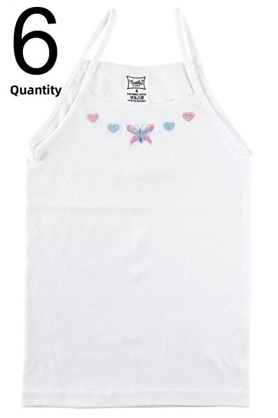 Tutku Κοριτσίστικο εσώρουχο λευκό 6 πακέτα με ριμπ λουράκι με σχοινί ELF568TUT01656