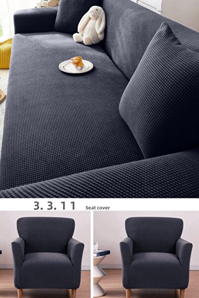 uzhanem 3+3+1+1 Stretch Elastic Flexible Washable Jacquard Sofa Cover Set – Square Pattern Sofa Cover