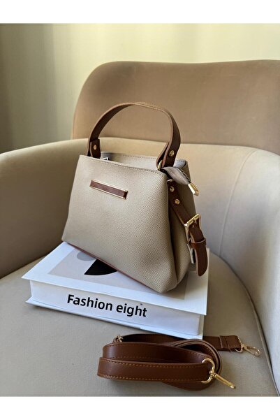 Moda Sekiz Geantă de umăr pentru femei, de mărime medie, cu trei compartimente, cu accesorii de detaliu