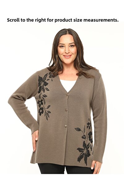 Laden Πλεκτά Γυναικεία Μεγάλα Μέγεθος Ασημί Μεσαία Χοντρή Μαλακή Ζακέτα