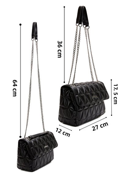 Derimod Geantă de umăr matlasată cu curea cu lanț neagră pentru femei 25ABD2004KP
