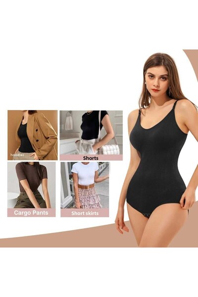 Esbersi Adjustable Strap Bottom Hooked Slimming Regional Gathering Bodysuit Corset