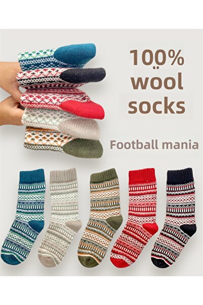 footmania 5 أزواج من الصوف العضوي المخطط للشتاء - مجموعة جوارب منقوشة