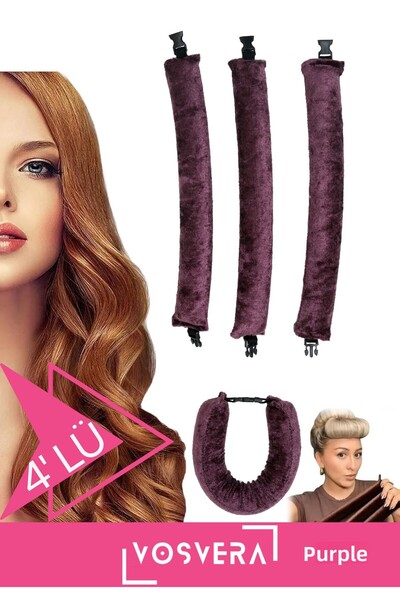 vosvera Bigudiuri din catifea pentru ondularea părului fără căldură - set de 4 bucăți Sos Hair Styler