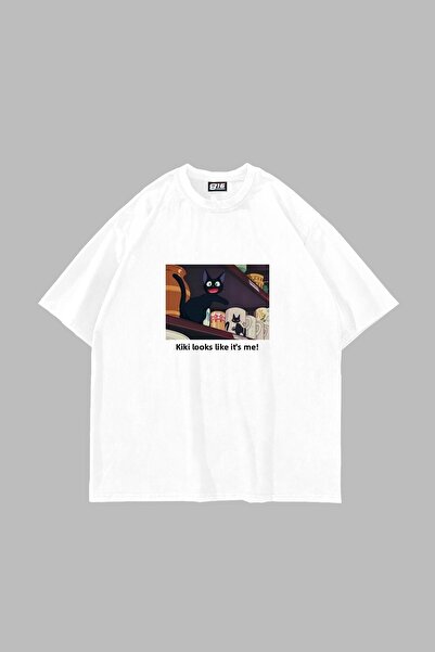 Sekizbiraltı Λευκό μπλουζάκι Kiki Look It's Me με στάμπα Oversize Unisex