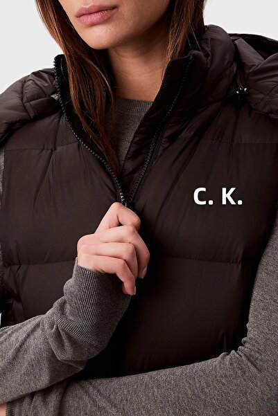 Calvin Klein Quilted Boxy Fit Hooded Puffer Vest Lv047D500Gub1 Vest Lv047D500G Ub1