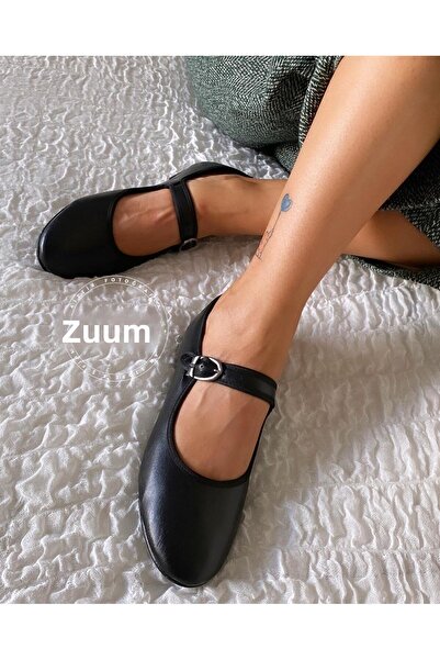 Zuum Γυναικείες μπαλαρίνες Beys Mary Jane - Μαύρο Δερμάτινο