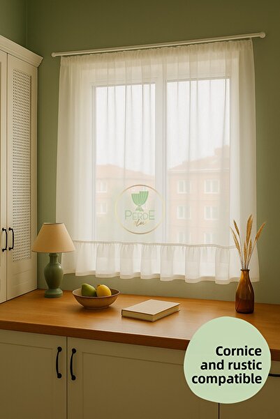 Perdeplus Linen Sheer Tulle Curtain Cornice and Rustic Compatible – Modern and Natural Style