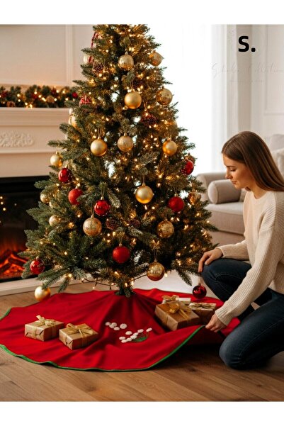 shules collection New Year's Punch Embroidery Snowflower Embroidered Pine Tree Cover (90cm)