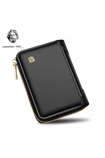 Laorentou Molinari Italian Made Genuine Leather Accordion Men's Wallet - Men's Card Holder