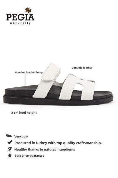 Pegia Men's Banded Floater Leather Slippers 215028