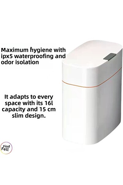 Buldug Automatic Trash Can with Smart Sensor – 16L – 15 cm Narrow Space Desig...