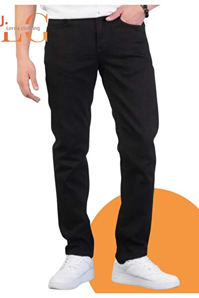 LORDA GİYİM Men's Jeans Black Regular High Waist Zippered Lycra