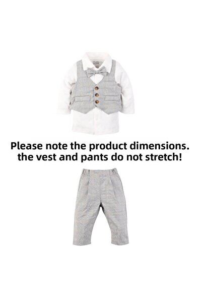 Mini Ropa Vest Set Baby Boy Set - Checkered Gray Special Occasion Outfit