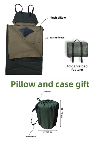 Med Online Khaki Sleeping Bag (-25 Degrees) Waterproof (215×75 cm) 220 Gr Fiber/180 Gr Fleece Camping & Earthquake