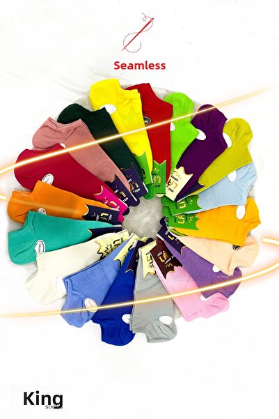 KRAL SOCKS Women - Men 8 Pairs Cotton Seamless Soft Invisible Combed Cotton Booties Ankle Socks