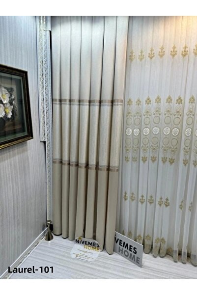 NİVEMESHOME Nivemeshome Laurel Mink Ft 614166   V-101 1/3 Draga de fundal pli...