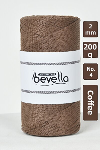 Bevella Macrame Cord 2 mm - 200 gr Poliester Cafea Makrone IP Polyster IP Sup...