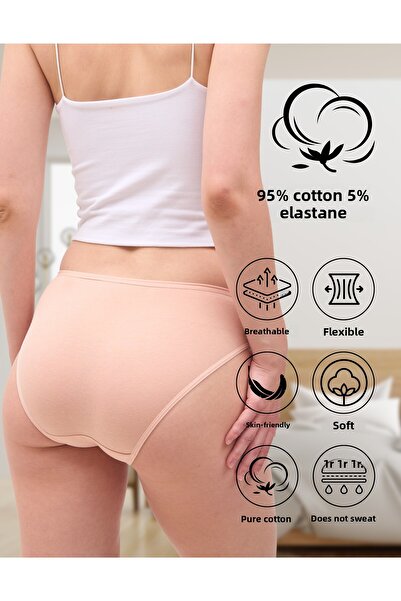 ALYA UNDERWEAR Γυναικεία εσώρουχα βαμβακερά εσώρουχα συμπεριλαμβανομένων των μεγάλων μεγεθών - καφέ, μπεζ, πούδρα, καφές γάλακτος, πέτρα 5-συσκευασία