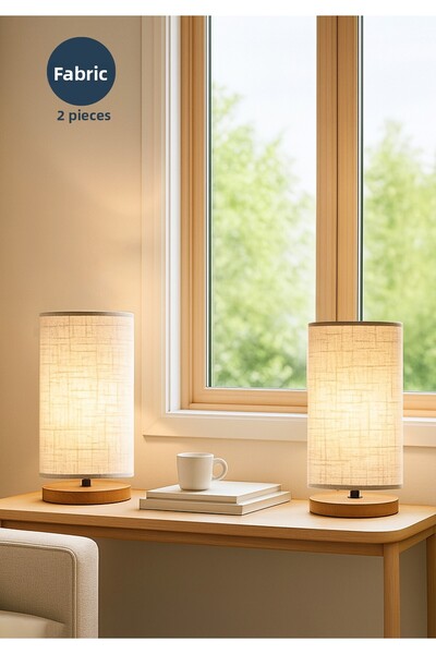 HOMİNG Cylindrical Design Set of 2 Fabric Lampshade