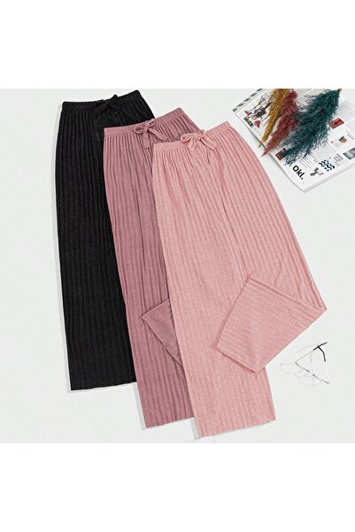 FORVENS 3 részes, légáteresztő szövetből készült, szalaggal díszített, derékrészben részletezett, nyomott mintás, zseb nélküli női pizsama alsó