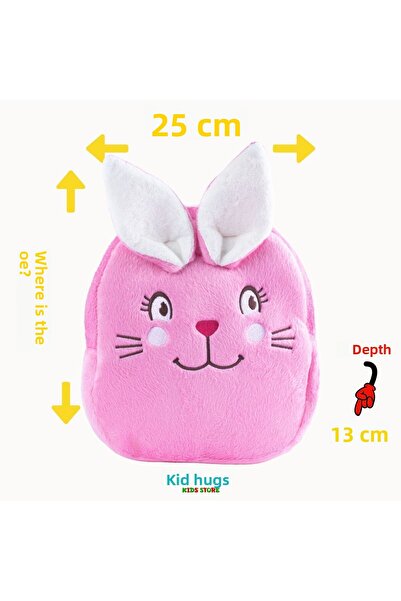 KidHug Geantă pentru copii cu model de iepure premium brodat - țesătură din pene de cal, 0-8 ani