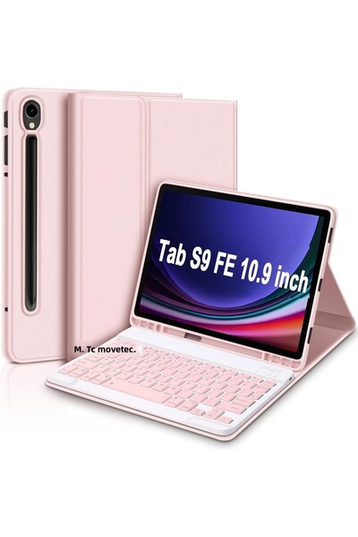 m.tk moveteck Galaxy Tab S9 Fe/S10 Fe/S10 Lite 10.9 Compatible Tablet Case with Pen Compartment and Bluetooth Turkish Q Keyboard