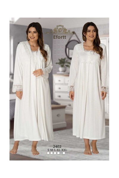 Effort Pijama Pregnant Effort Maternity Long Sleeve Nightgown Ecru