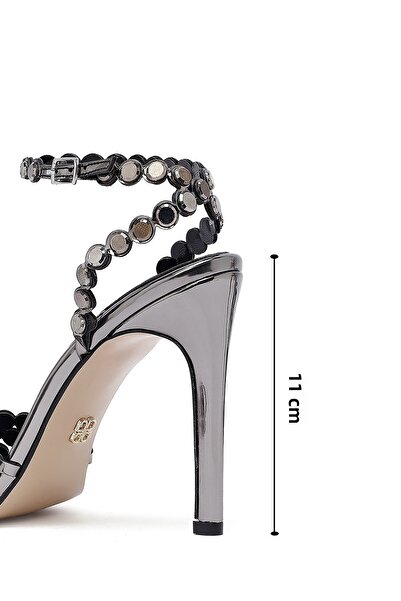 Derimod Women's Gray Stone High Thin Heeled Sandals 25Sfe3908Ts