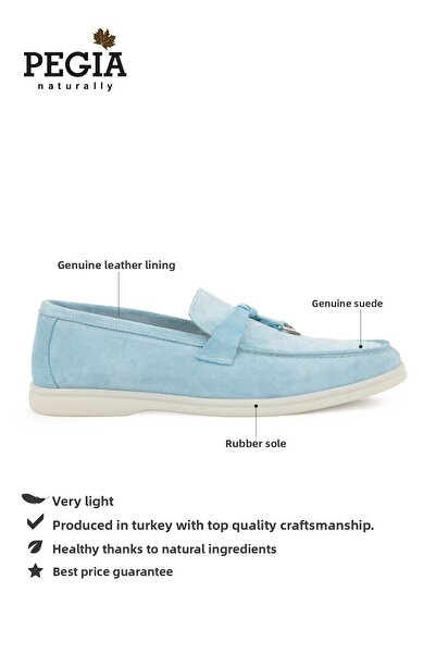 Pegia Мъжки мокасини с катарама от естествен велур 500910